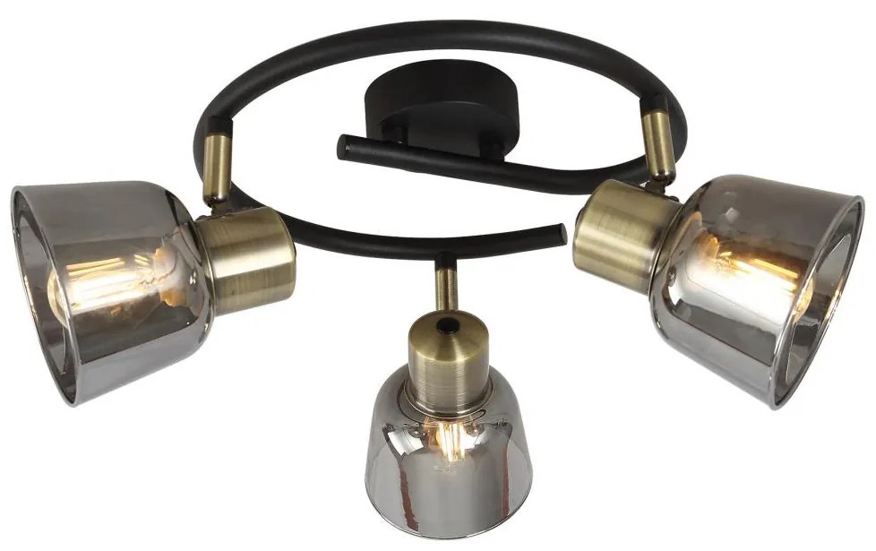 Klausen KL163004 - Spotlámpa SMOKY 3xE14/9W/230V fekete/réz/szürke