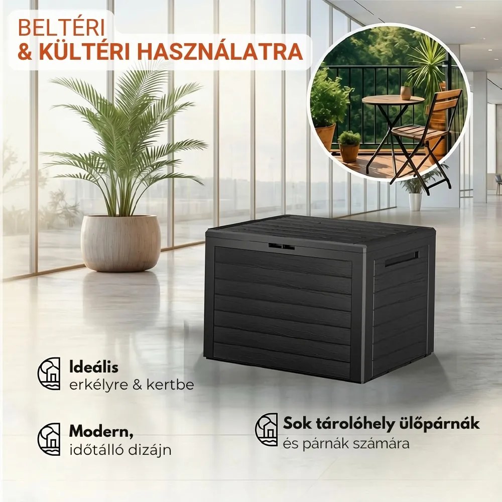 WOODEBOX tárolódoboz, 190L, 78x44x55 cm, antracit Prosperplast