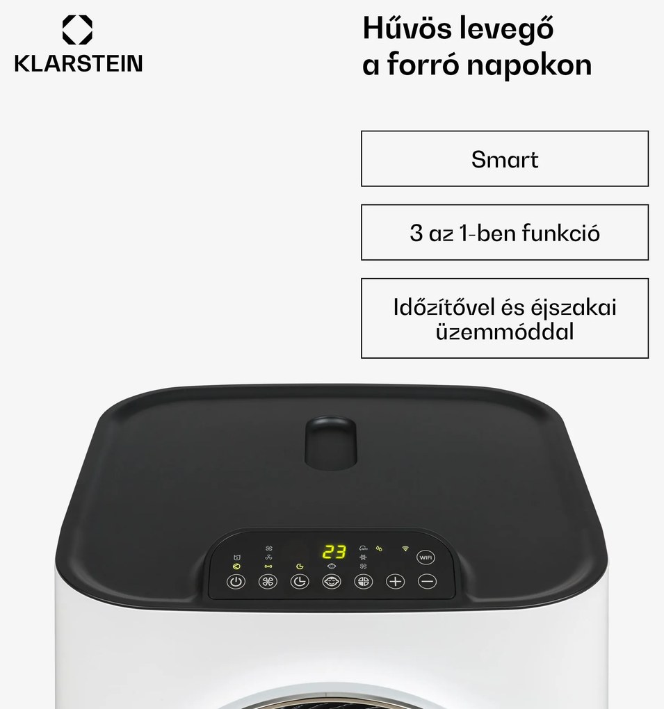 Klarstein Kraftwerk Smart10K, mobil klíma, 3 az 1-ben, 10 000 BTU, irányítás alkalmazás által, fehér