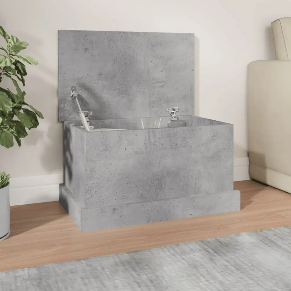 betonszürke szerelt fa tárolóláda 50 x 30 x 28 cm