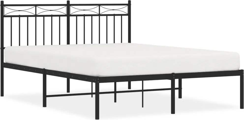 vidaXL fekete fém ágykeret fejtámlával 140 x 190 cm