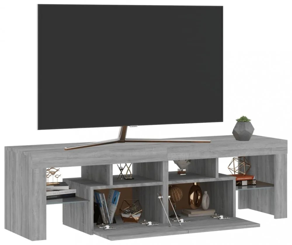 szürke sonoma színű TV-szekrény LED-világítással 140x36,5x40 cm
