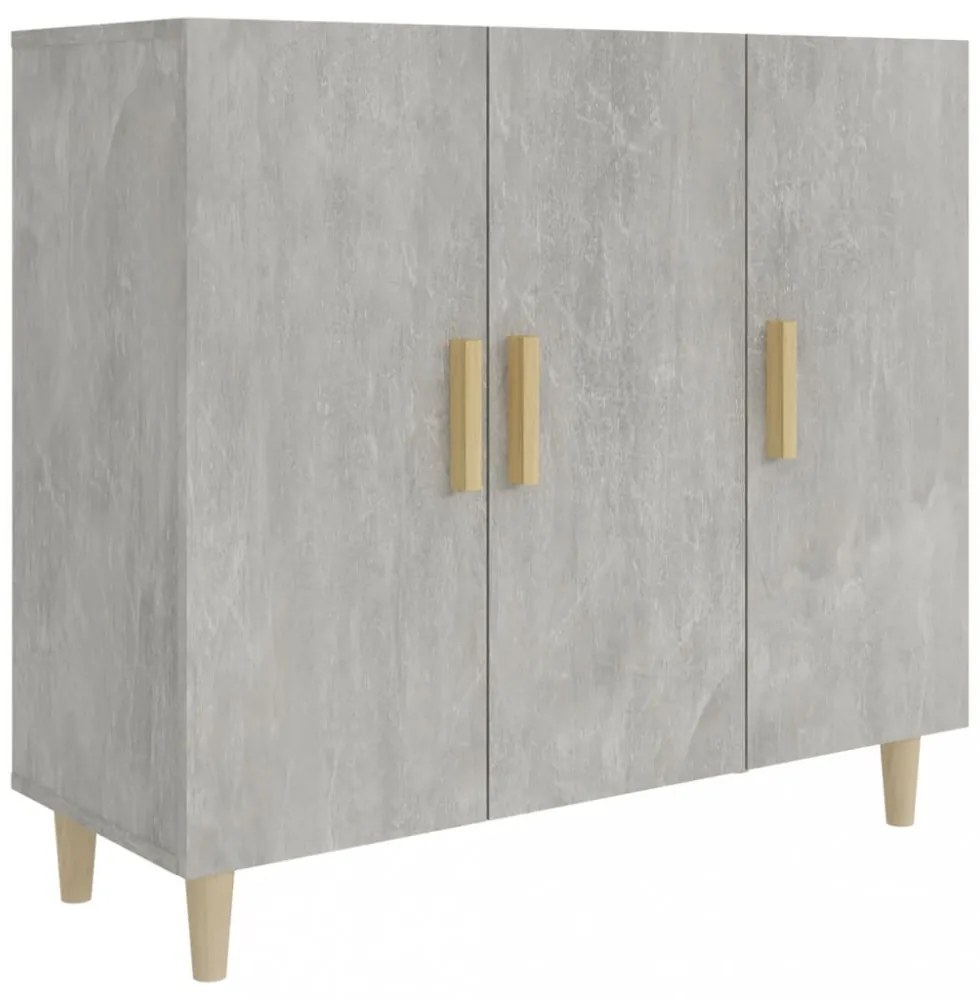 betonszürke szerelt fa tálalószekrény 90 x 34 x 80 cm