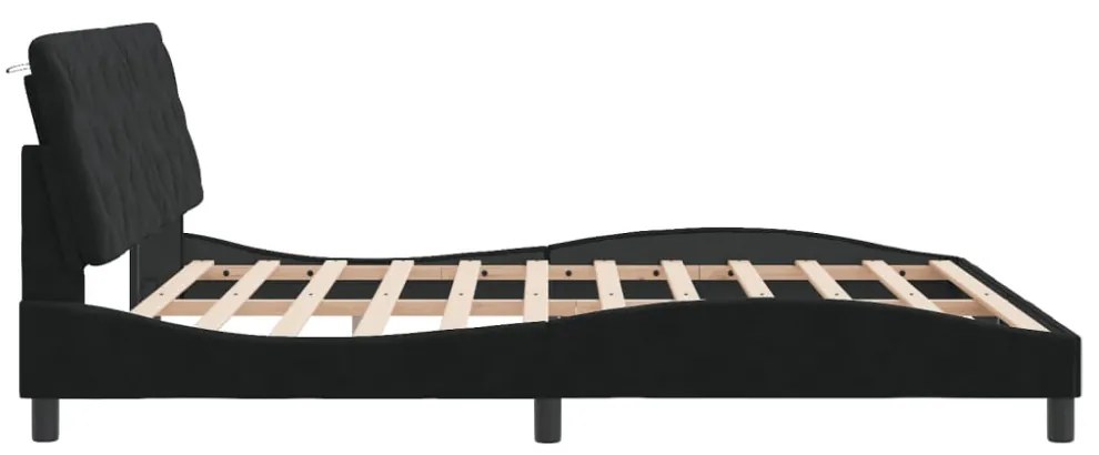 fekete bársony ágykeret matrac nélkül 180 x 200 cm
