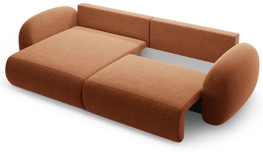 Téglavörös zsenília kinyitható-tárolóhelyes sarokkanapé Tonale – Cosmopolitan Design