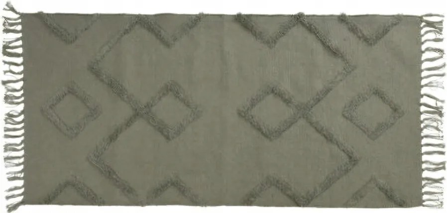 Pamutszőnyeg Rojtokkal Téglalap Alakú Zöld 70 x 140 cm Beltéri