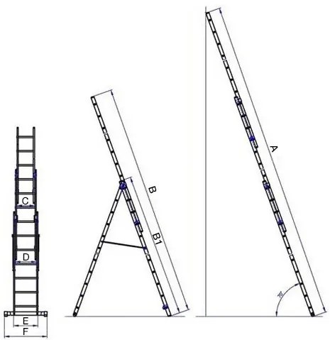 G21 háromrészes létra 7,6m 3x11 létrafok
