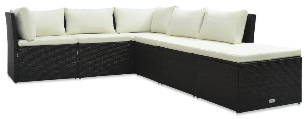 4 részes barna polyrattan kerti bútorszett párnával