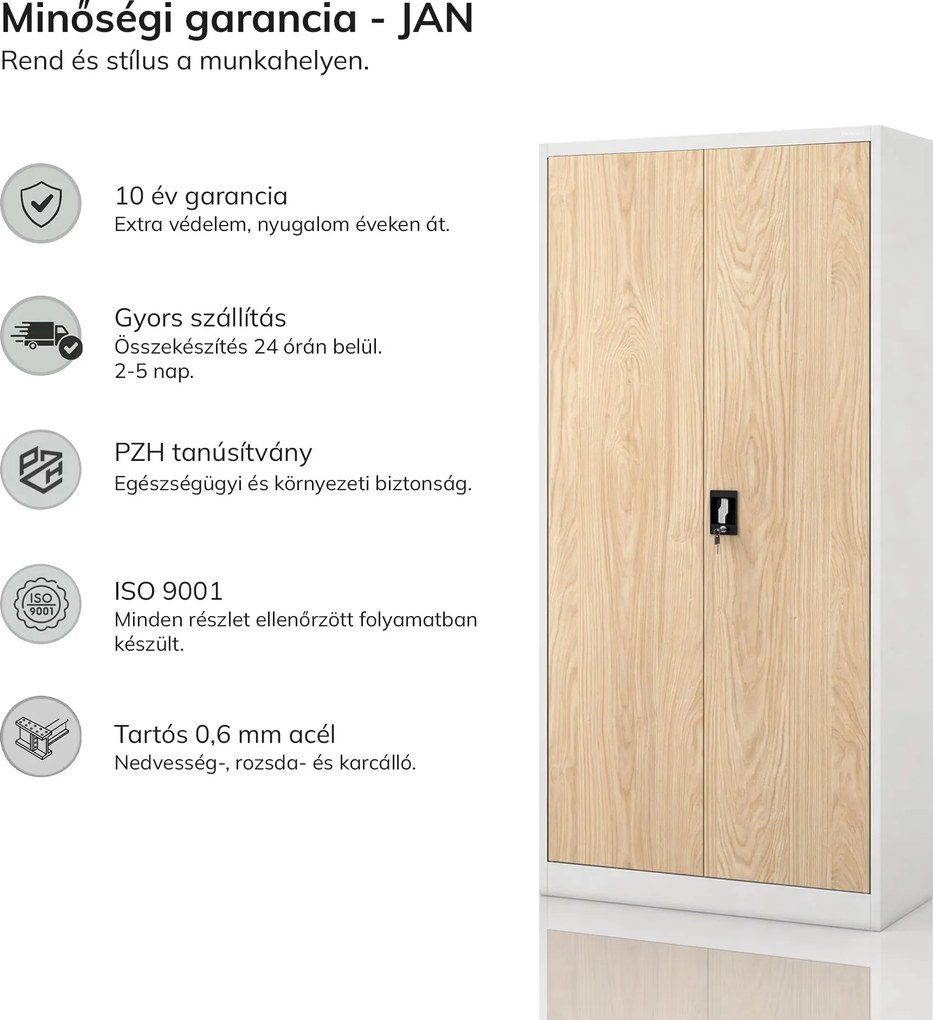 Irodai iratszekrény szürke / sonoma tölgy: Eco Design JAN 900 x 1850 x 400 mm