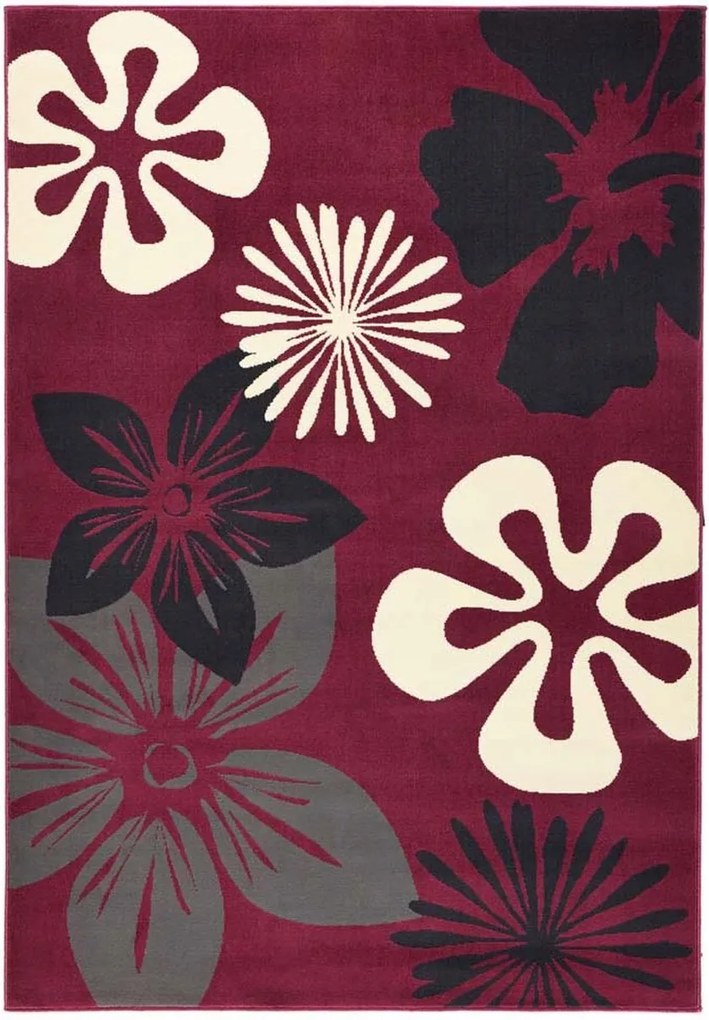 Modern piros krémszínű nappali szőnyeg puha szőrrel 120x170cm