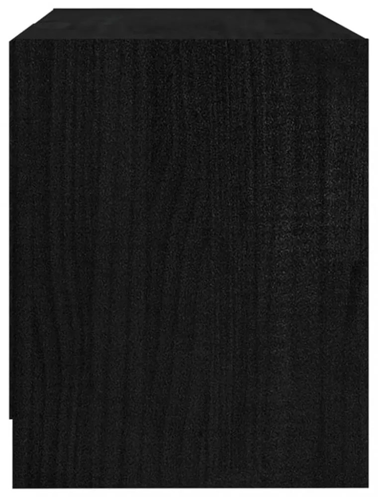 fekete tömör fenyőfa TV-szekrény 80 x 31 x 39 cm