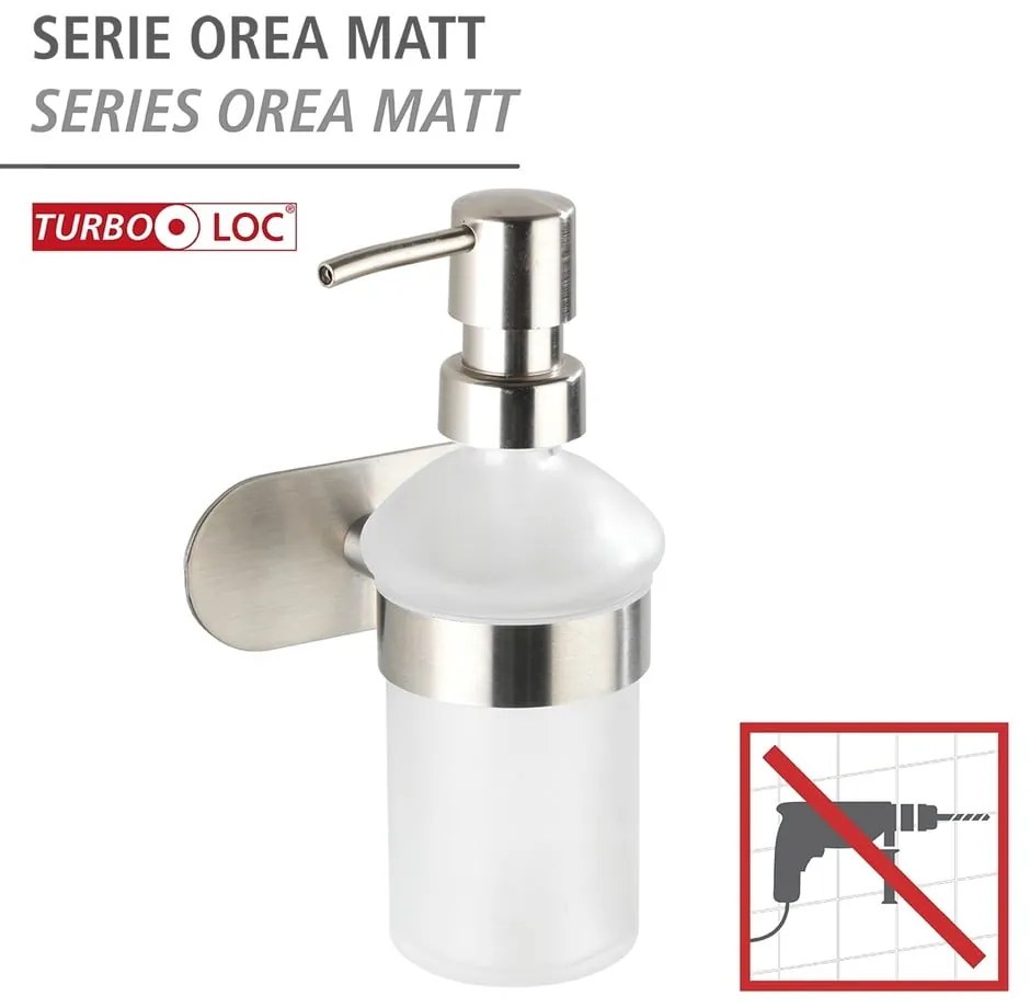 Matt ezüstszínű öntapadós üveg szappanadagoló 200 ml Orea – Wenko