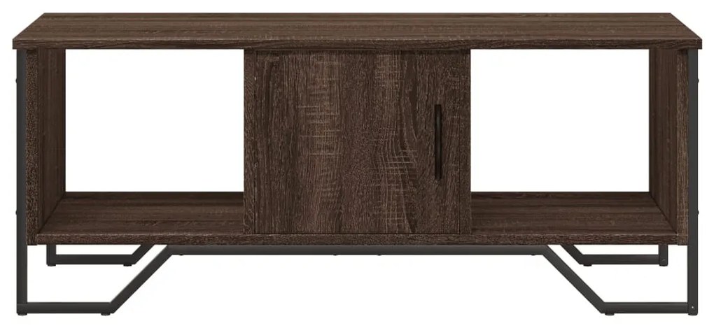 Barna tölgyszínű szerelt fa dohányzóasztal 100 x 51 x 40 cm