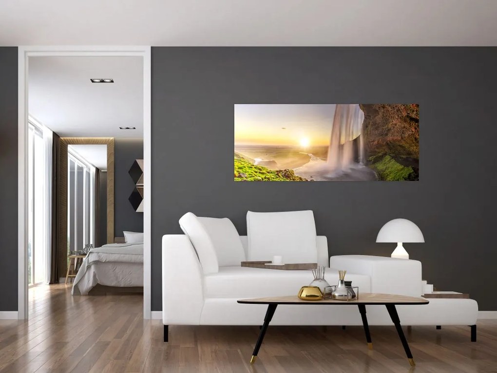 Kép - Seljalandsfoss a barlang mögül (120x50 cm)