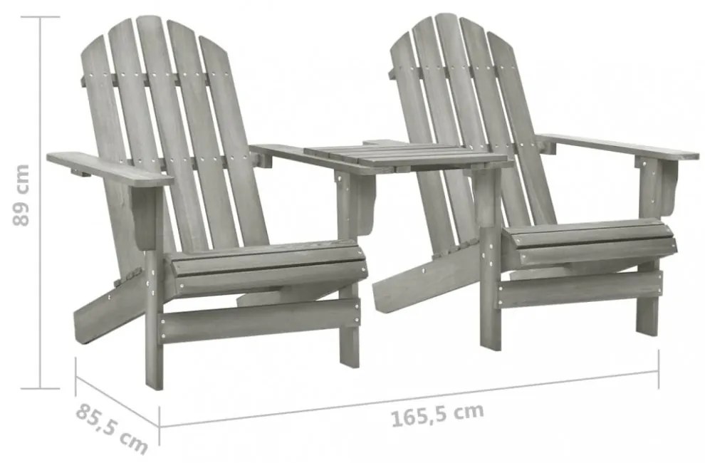 szürke tömör fenyőfa kerti Adirondack székek teázóasztallal