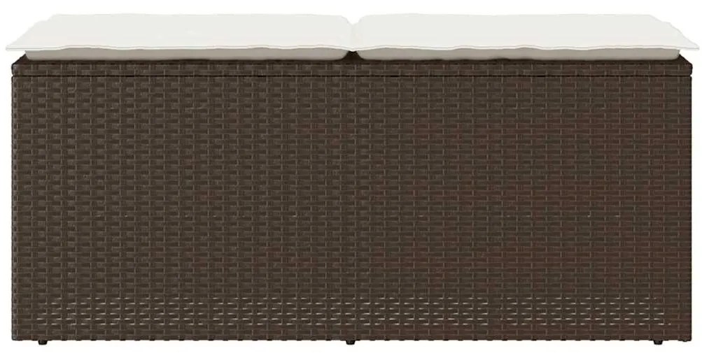 barna polyrattan kerti pad párnával 110x40x44 cm