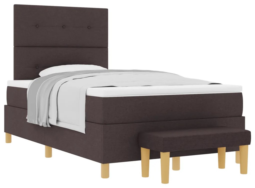 Boxspring Ágy Matrac és Pad Sötétbarna 120x200 cm Szövet
