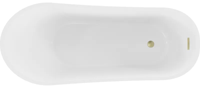 Mexen Alta, szabadon álló kád 170 x 75 cm, fehér, arany matt túlfolyó, 52141707500-55