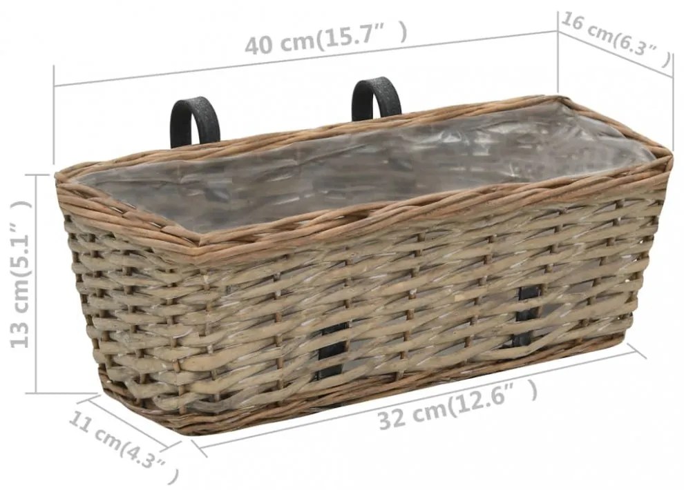 2 db fonott virágtartó PE béléssel 40 cm