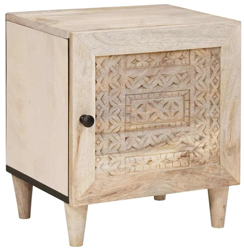Éjjeli asztal 2 pcs Bézs 40 x 33 x 46 cm tömör mangófa