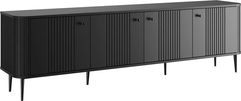 Vesper 4D TV-szekrény 187 cm - fekete / fekete lábak