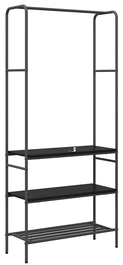 Ruhatartó polcokkal Musta tammi 77 x 30 x 171 cm Faanyag