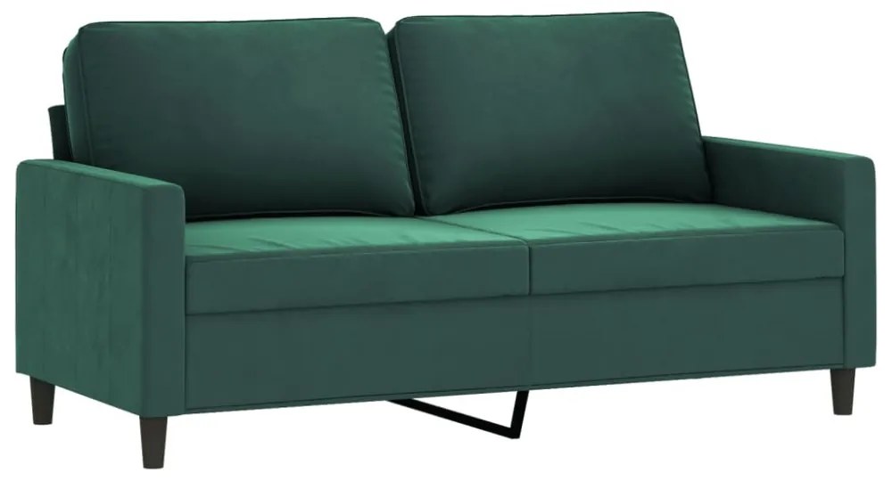 kétszemélyes sötétzöld bársony kanapé 140 cm