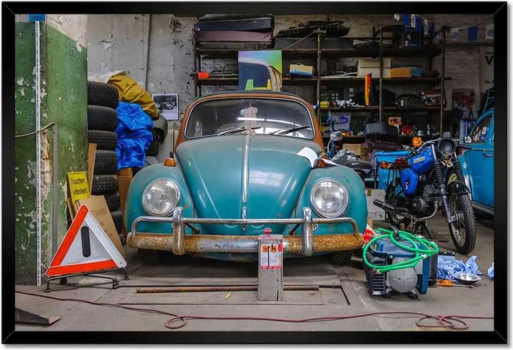 Poszterek keretben 60x40 Garázs javítás Bogár