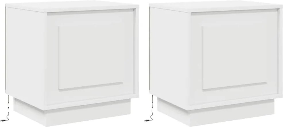 vidaXL Éjjeliszekrény 2 pcs Fehér 44 x 34,5 x 45 cm Faanyag