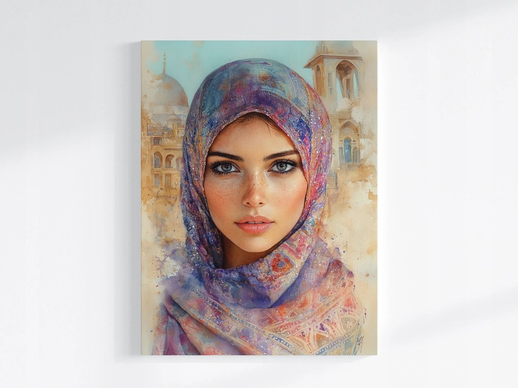Vászonkép Canvas Nő Kelet Hidzsáb Akvarell Portré 75x100