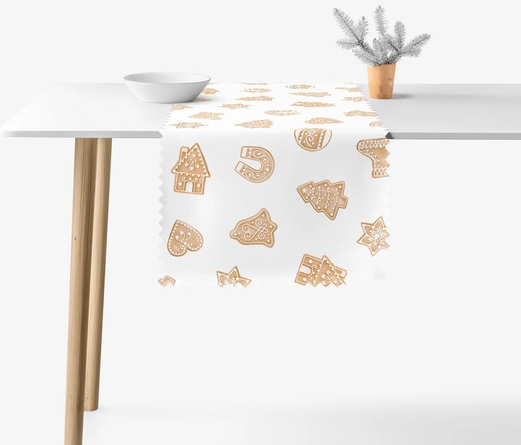 Goldea karácsonyi teflonbevonatú asztali futó - mézeskalácsok 35x180 cm