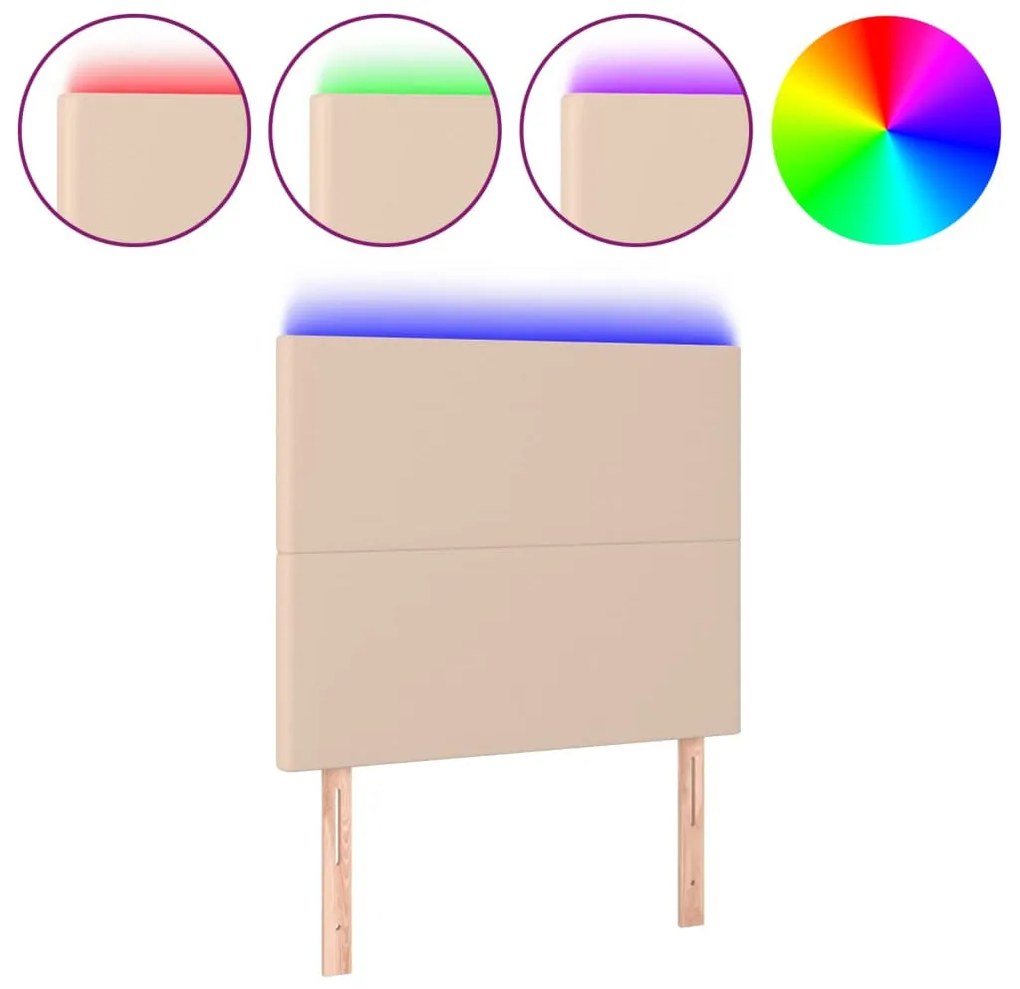 cappuccino műbőr LED-es fejtámla 80x5x118/128 cm