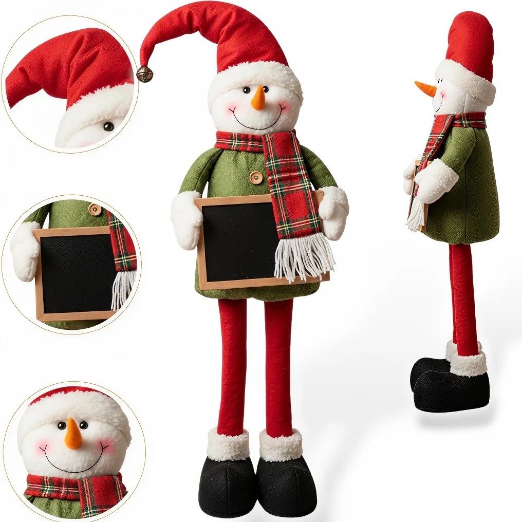 Hóember Figura Hosszú Lábakon Karácsonyi Dekoráció Figura 60 cm