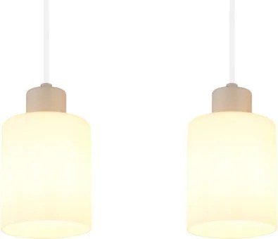Globo 54114-4H Függeszték, matt homok színű fém, fehér üveg, átlátszó PVC kábel, HxSzxM: 720x100x1200mm, 4x E27 40W 230V izzók nélkül