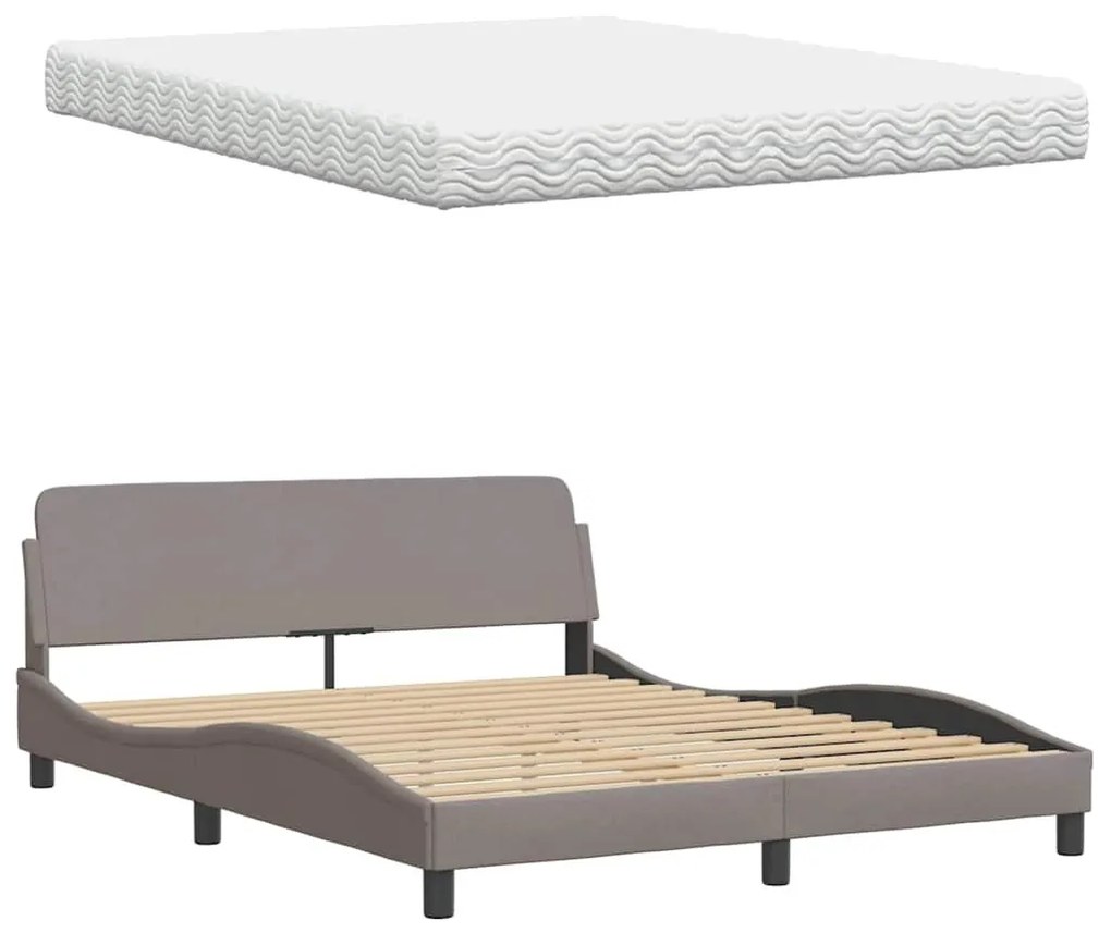 ágy matraccal Taupe 160x200 cm szövet