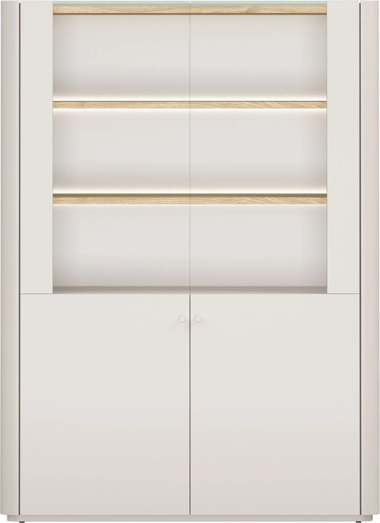 Elivo vitrines szekrény 100 cm kétajtós - kasmír / olajozott tölgy