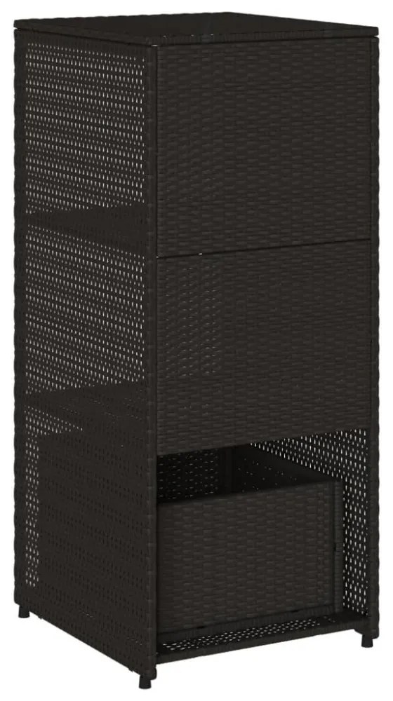 fekete polyrattan kerti tárolószekrény 50 x 55 x 115 cm