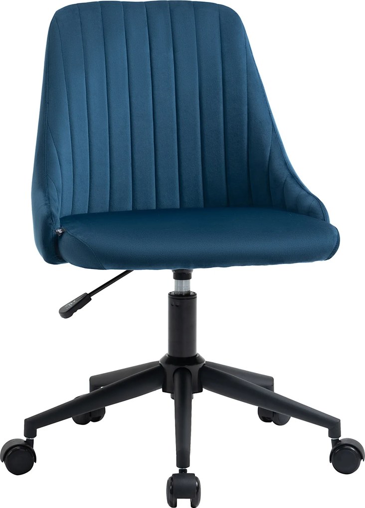 Vinsetto Forgószék Irodai Szék Ergonomikus Formatervezés Állítható Magasság 360° Forgatható Hab Bársony Poliészter Kék 50 x 58 x 77-87 cm | Aosom