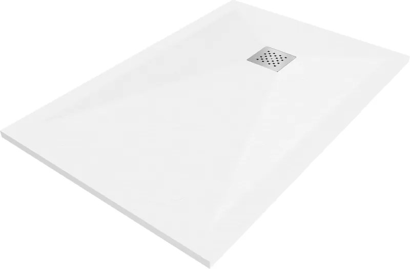 Mexen Stone+, téglalap alakú ásványi kompozit kád 140 x 100 cm, fehér, 44101014