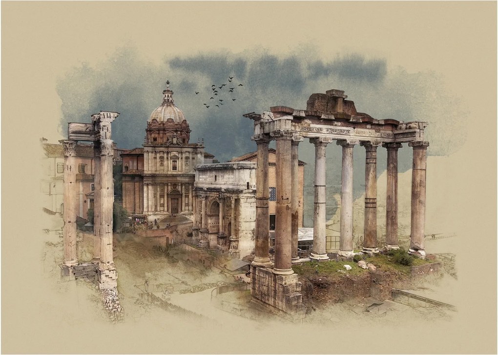 Kép - Forum Romanum, Róma, Olaszország (üvegen) (70x50 cm)