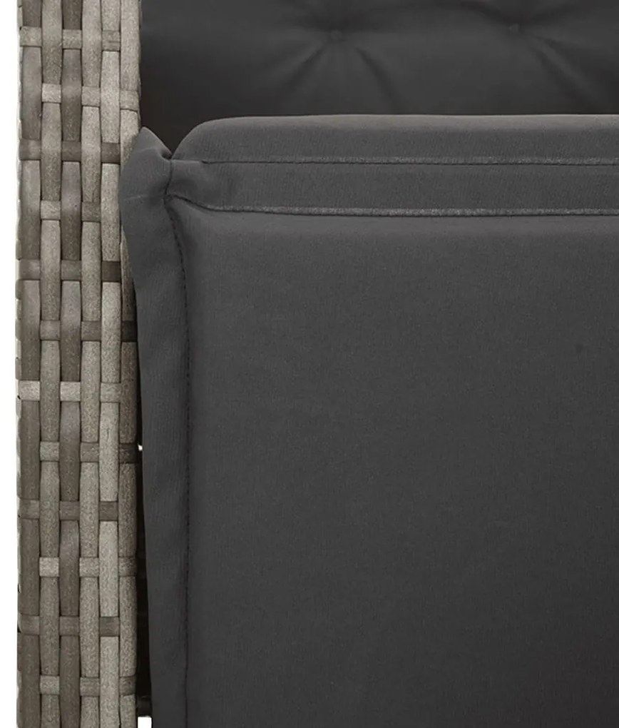5 részes szürke polyrattan kerti bisztrógarnitúra párnákkal