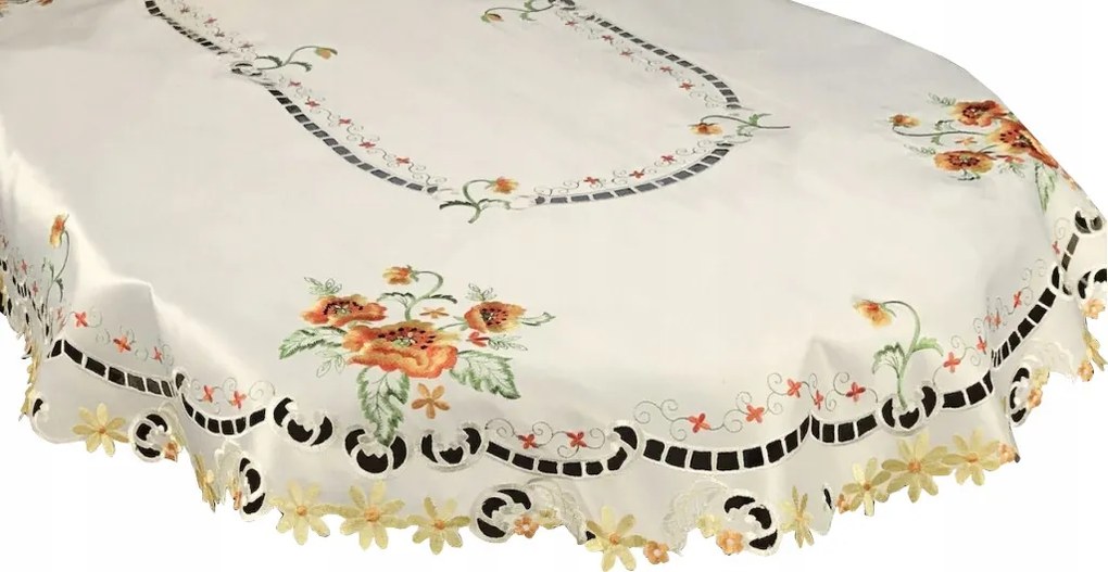 Abrosz Asztalra 110x160 Krémszínű Dekoratív Virágok