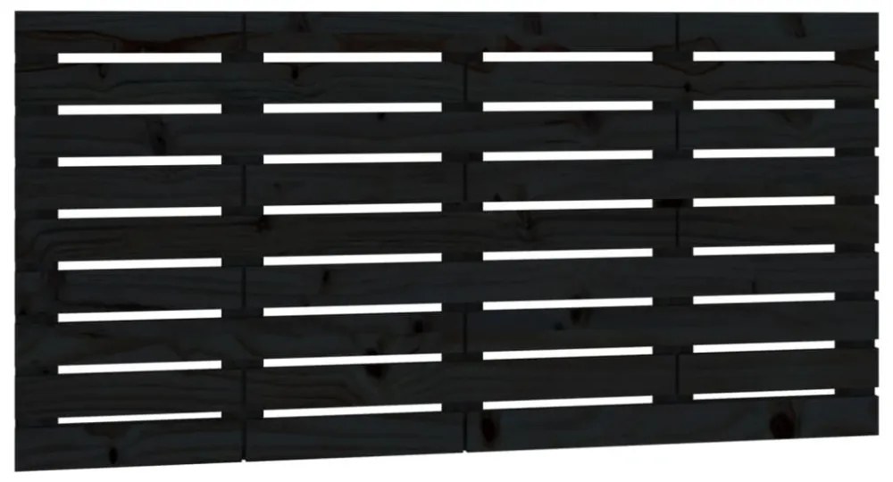 fekete tömör fenyőfa fali fejtámla 126 x 3 x 63 cm