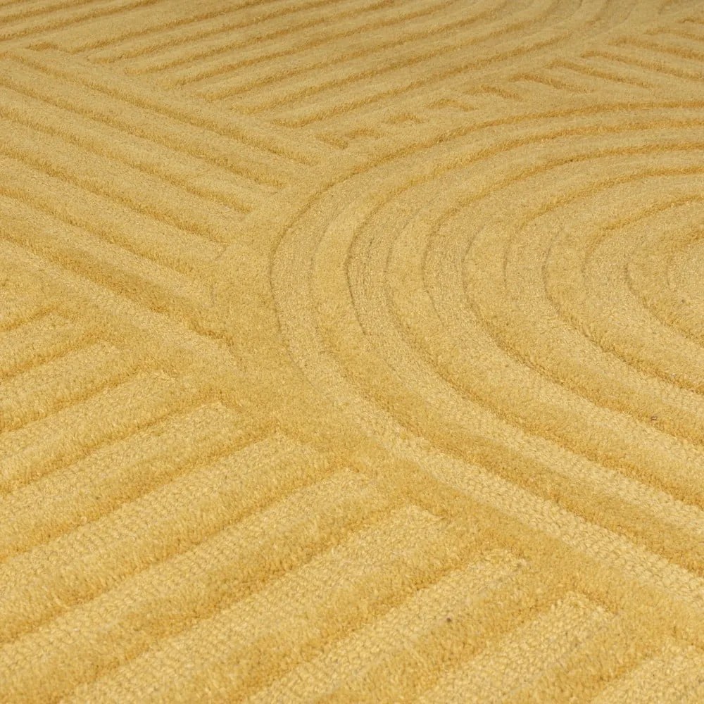 Zen Garden sárga gyapjú szőnyeg, 120 x 170 cm - Flair Rugs