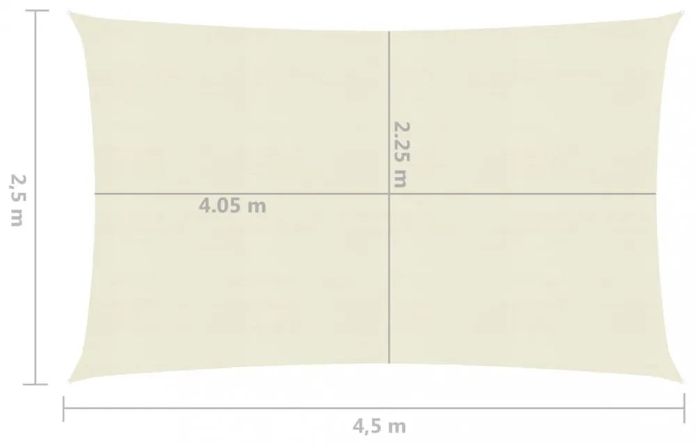 krémszínű HDPE napvitorla 160 g/m² 2,5 x 4,5 m
