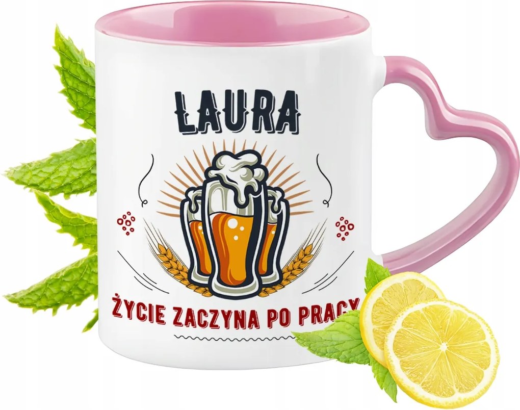 Laura bögre rózsaszín, szív alakú füllel Kávé ajándék