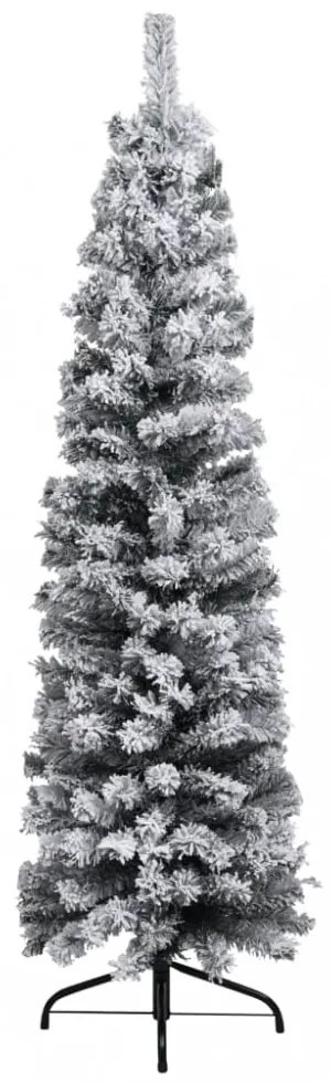 zöld PVC vékony műkarácsonyfa hóval 150 cm
