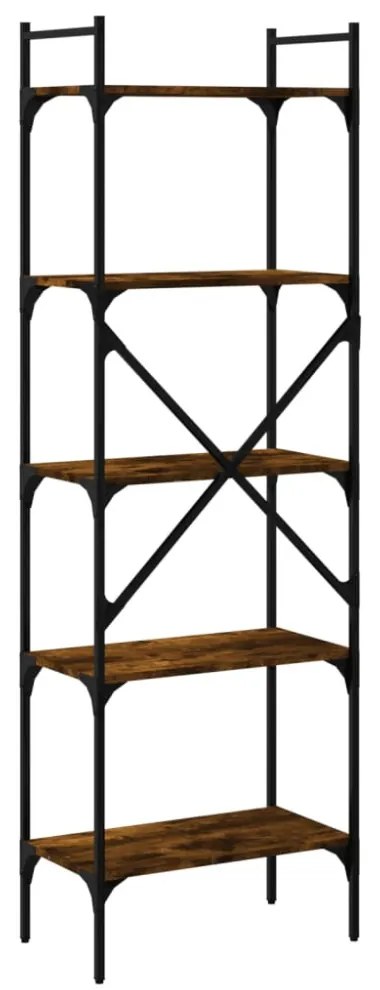 5 szintes füstös tölgy színű fa könyvespolc 56 x 31,5 x 174 cm