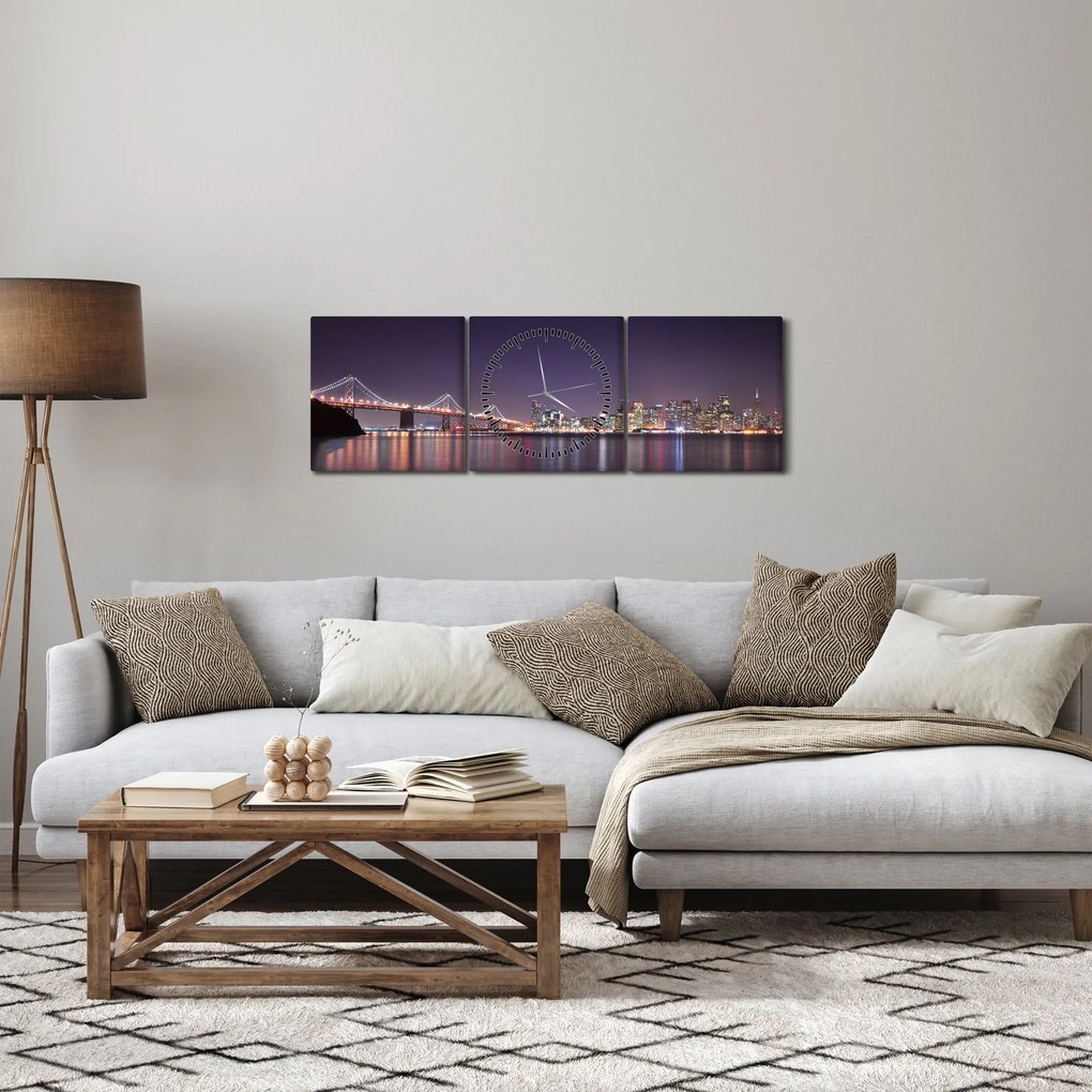 Vászonkép - Kilátás San Francisco-ra, California (órával) (90x30 cm)