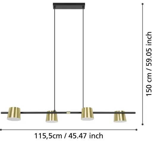 Eglo 39985 - LED Csillár zsinóron ALTAMIRA 4xGU10/4,6W/230V 3000K arany